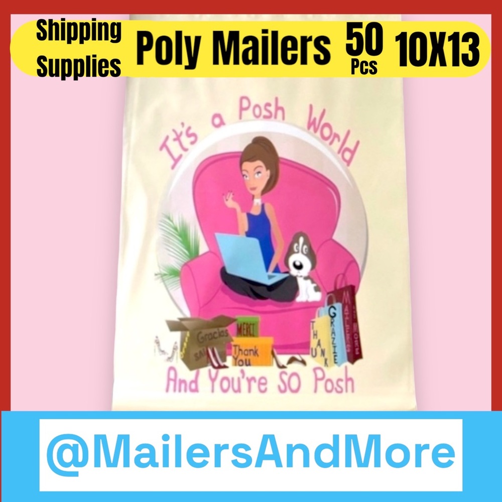 50 10X13 Poly Mailers Posh World PRICE IS FIRM - Picture 2 of 10